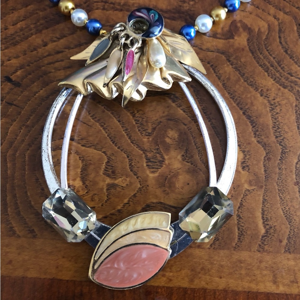 Handcrafted Repurpose Large Bold Stone Pendant Cz… - image 8